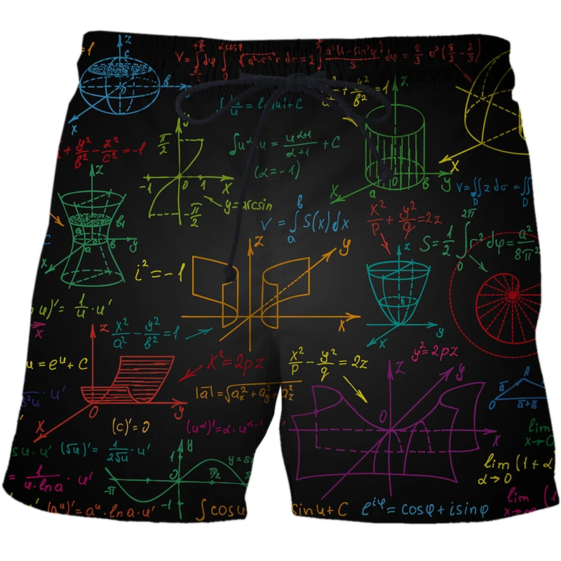3D mathematical formula Printed Men Shorts Harajuku Fashion Shorts Male/Female Summer Casual Short Drop Shipping Custom Pants