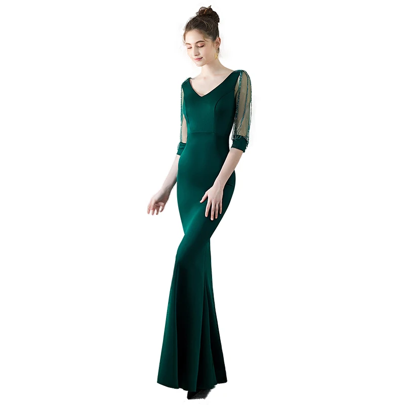 

Evening Dress Mermaid V Neck Half Sleeve Party Dresses Gowns African Evening Gowns Formal Dress Women Elegant Robe De Soiree