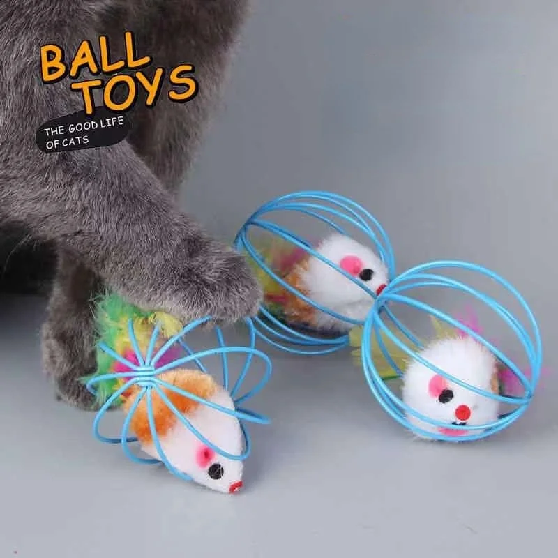 

1pc Pet Cat Toys Funny Cat Interactive Toy Mouse In Cage Cat Play Toy Kitten Mouse Toy Pet Supplies Pet Accessories Random Color