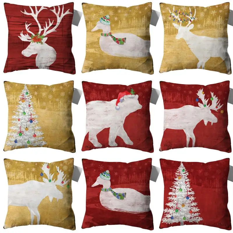 

Elk Sofa Cover Christmas Tree Cushion Cover Pillows Decor for Home Pillow Case Cushions Pillowcase Pillow Covers Decorative