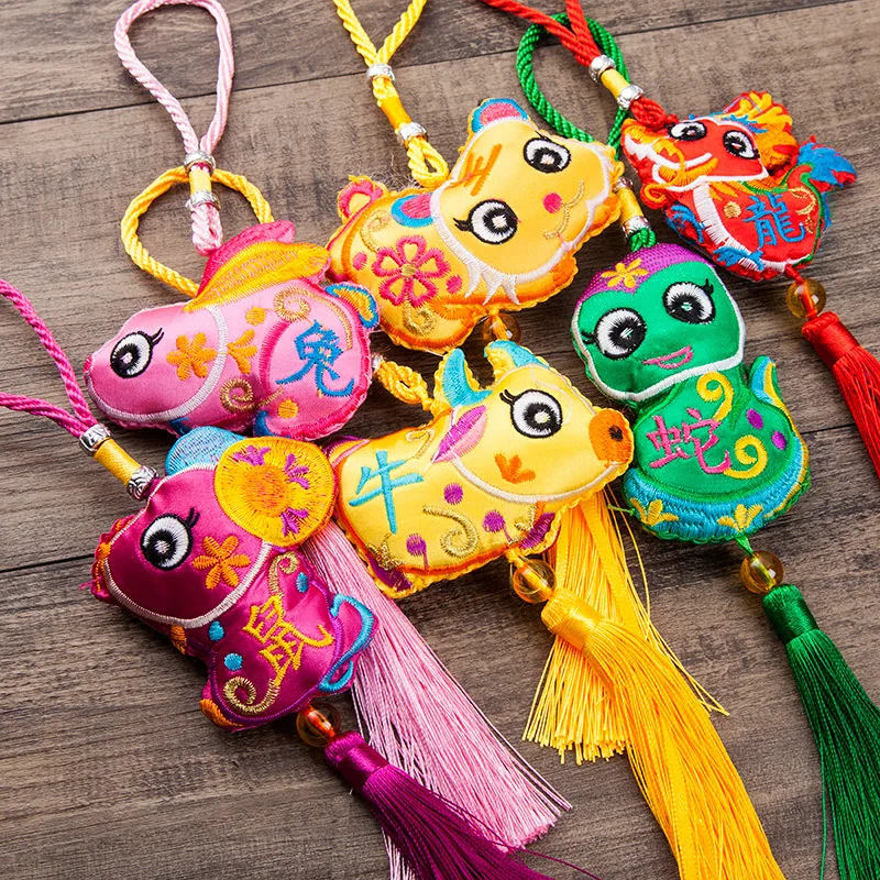 

12 Chinese Zodiac sachet Dragon Boat Festival mosquito repellent Xiang sachet with colorful embroidery small pendant car