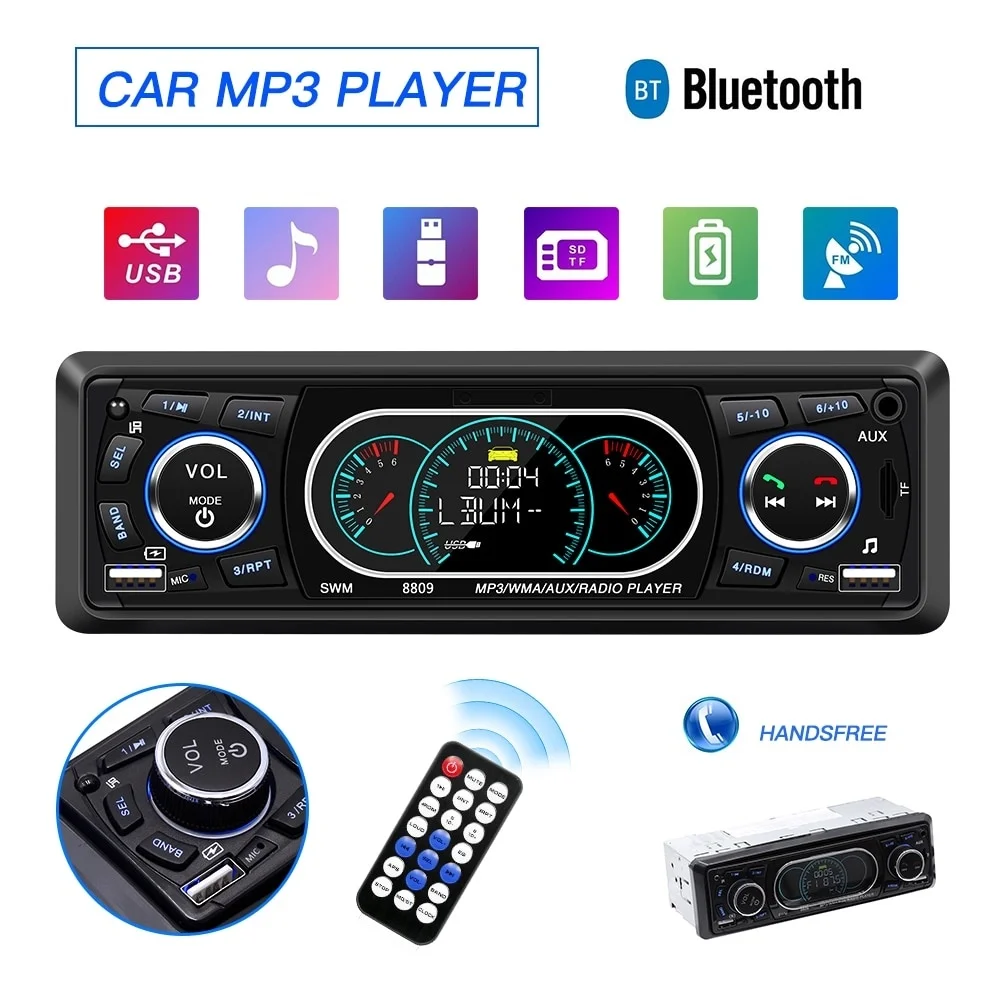 8809 Car Radio Stereo Audio MP3 Player 12V In-dash Single 1 Din FM Receiver Aux Receiver USB Remote Control Autoradio - Цвет: 8809