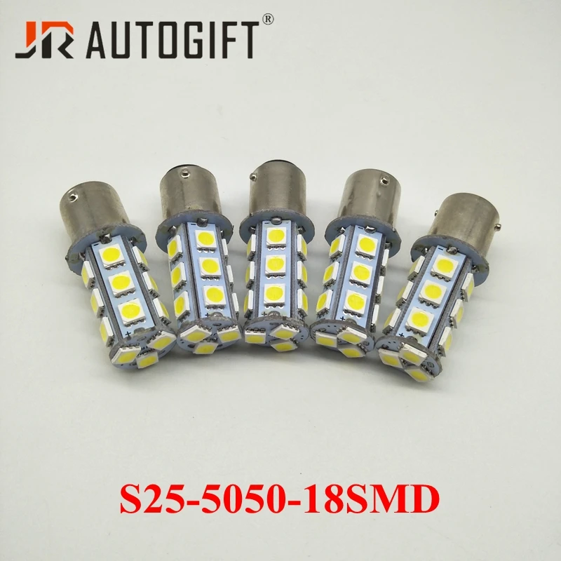 10 шт. P21W (1156 BA15S R5W R10W и R21W) P21/5W (1157 BA15d) 5050 18smd 12V / 24V. Автомобильная светодиодная лампа