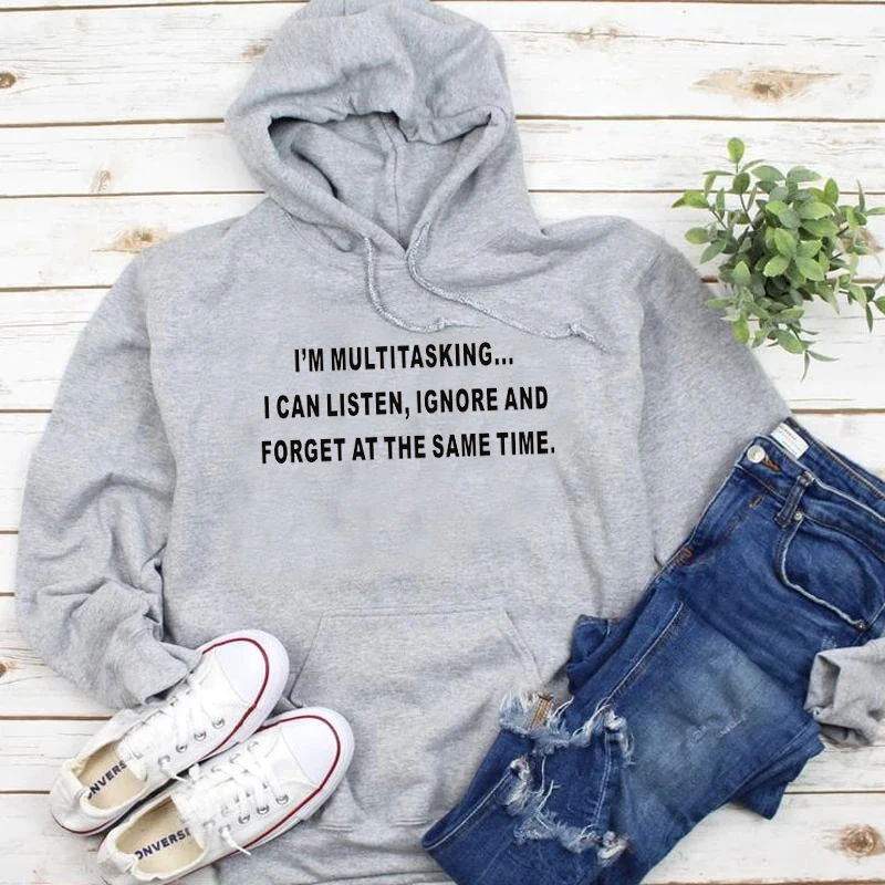 

Мило «Я Многозадачность...» Толстовка с надписью чистого хлопка, повседневный смешной слоган, гранж, tumblr, хипстерская осенне-весенне-зимняя ...