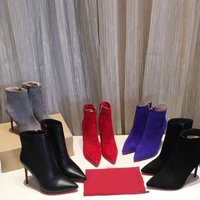 2022 classics women pointed boots red high heel bottoms 8cm 10cm winter leather boots 35 42 no box