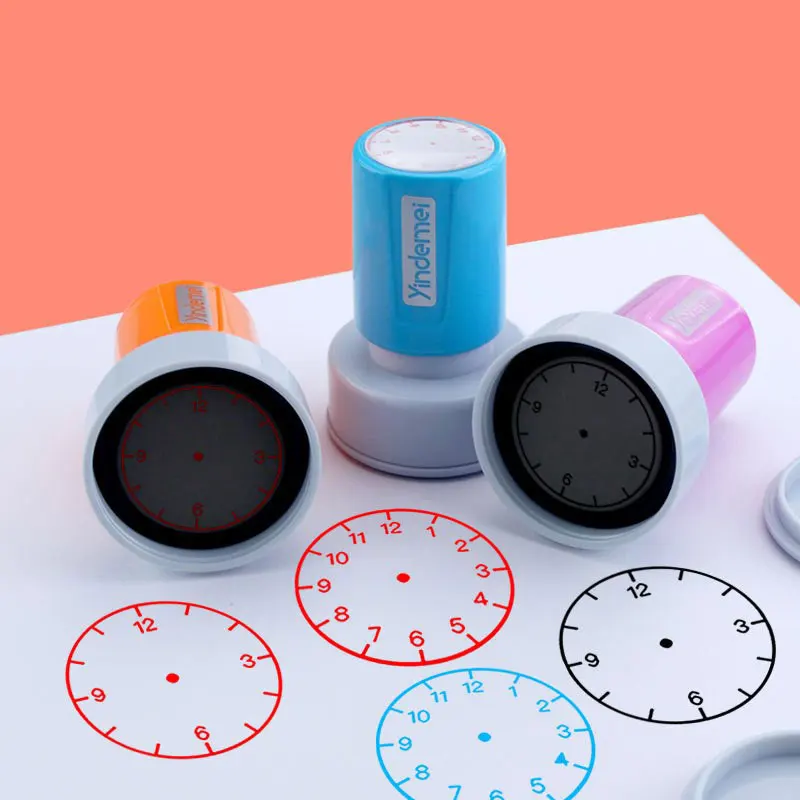 

1 PC Learning Recognition Teacher Teaching Seal Clock Dial Stamps Primary School Seal Kids Children Toys 30mm In Diameter New