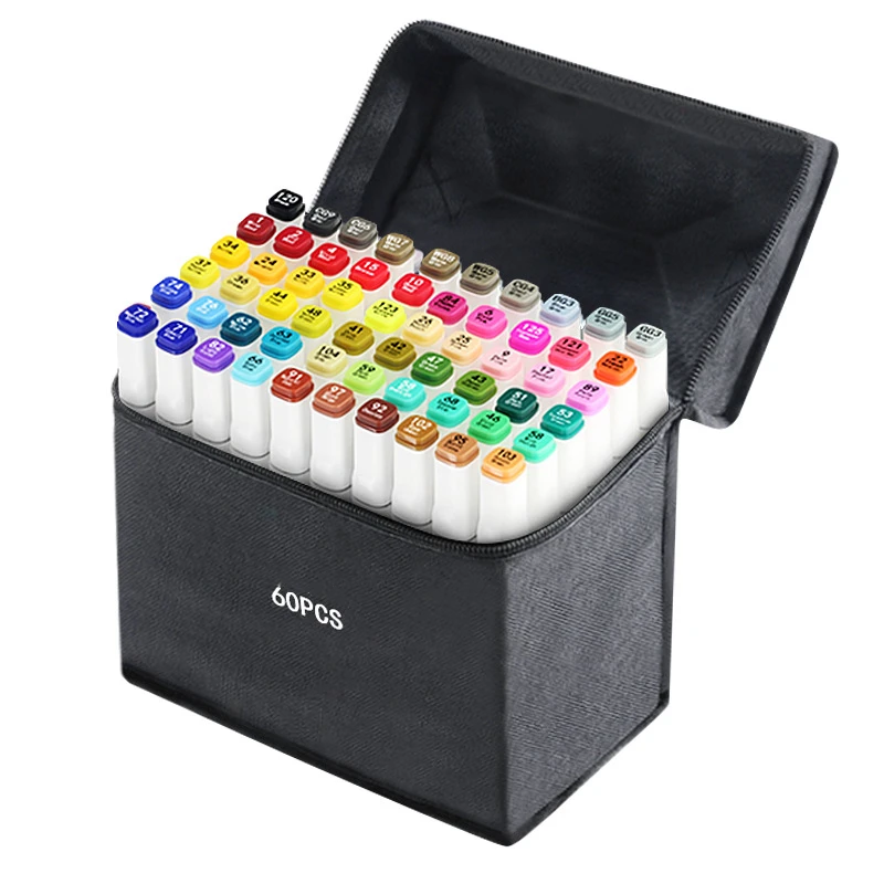 Перманентный спиртовой маркер для рисования, двусторонний, 6 цветов