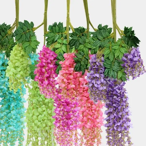 12pcs/set Artificial Flowers 110 cm Elegant Vine Wisteria Fake Garden Hanging Flower Clove Plant Home Wedding Party Event Decor | Дом и сад