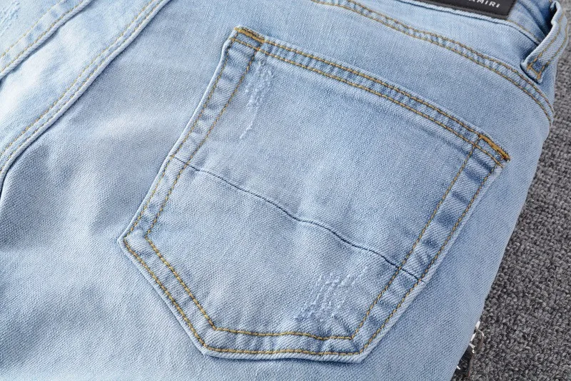 

MORUANCLE Mens Brand Designer Biker Jeans Pants Hi Street Pleated Motorcycle Denim Trousers Washed Blus Multi Zippers 28-40