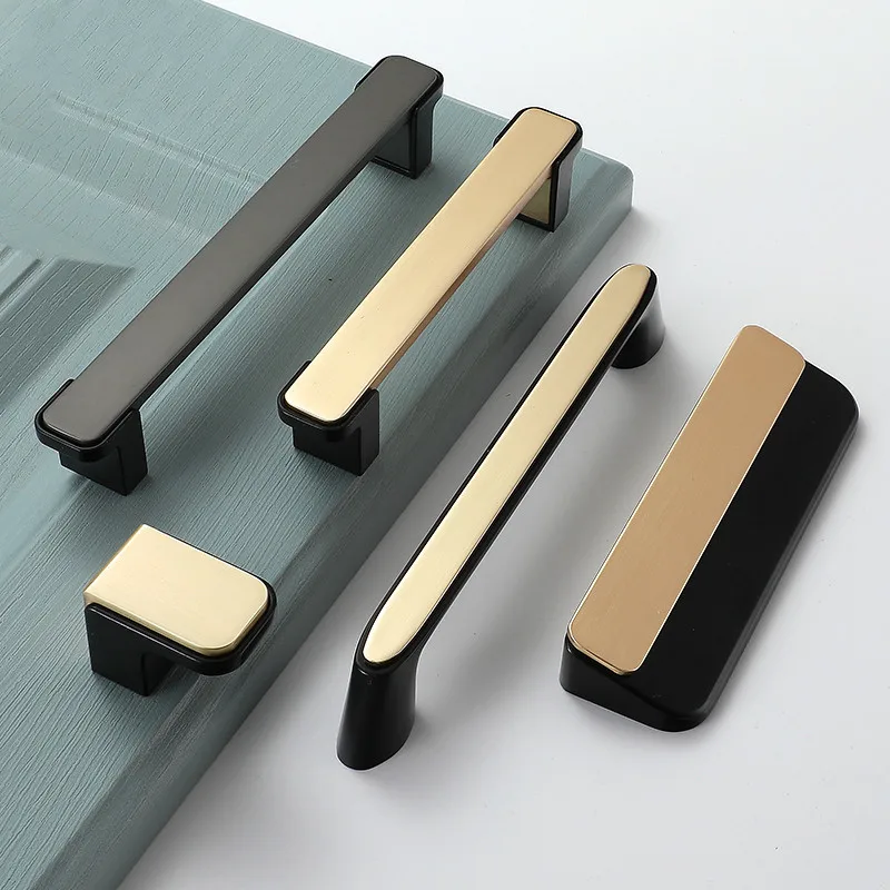 

Modern Cabinet Door Handles and Knobs for Furniture Detachable Zinc Alloy Black Gold Furniture Handles Drawer Pulls Hardware