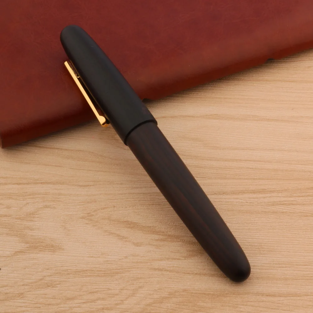 Перьевая ручка JinHao 9056 черное дерево F M Fude гибкая вращающаяся канцелярские