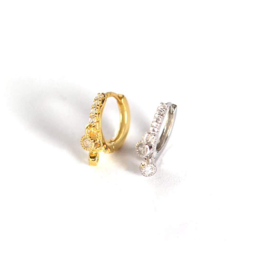 925 пробы серебряные женские серьги-кольца маленькие круглые AAA Cz Свадебные