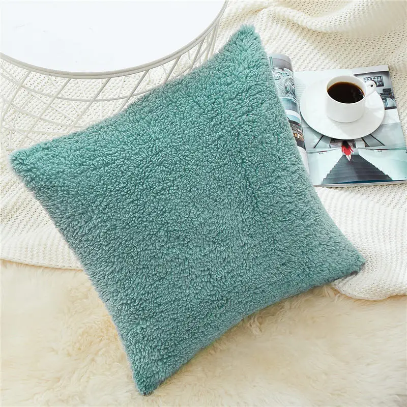 Teal Topfinel мягкий пушистый чехол для подушки декоративные Чехлы для подушек роскошный квадратный с мехом теплый чехол для подушки для дивана-кровати автомобиля - Цвет: Teal