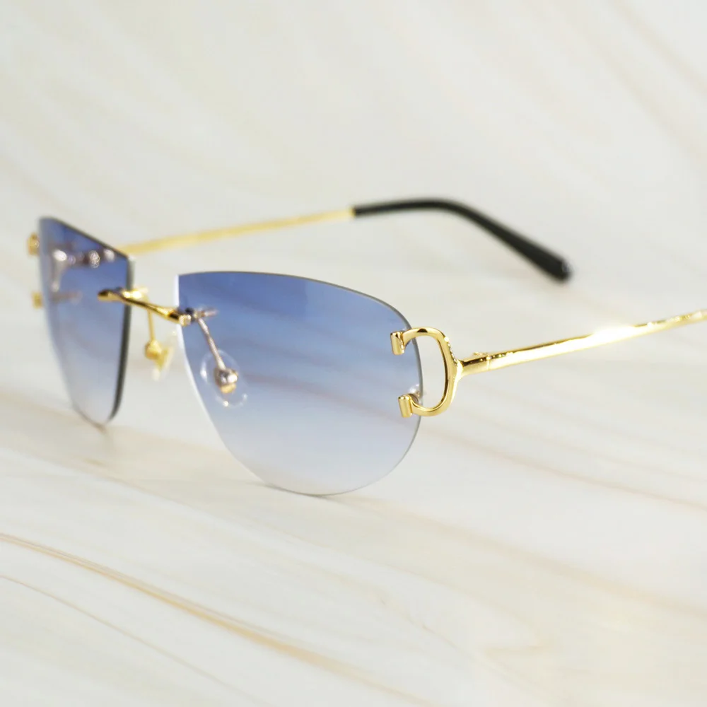 Модные солнцезащитные очки без оправы женские в форме капли Роскошные Оттенки