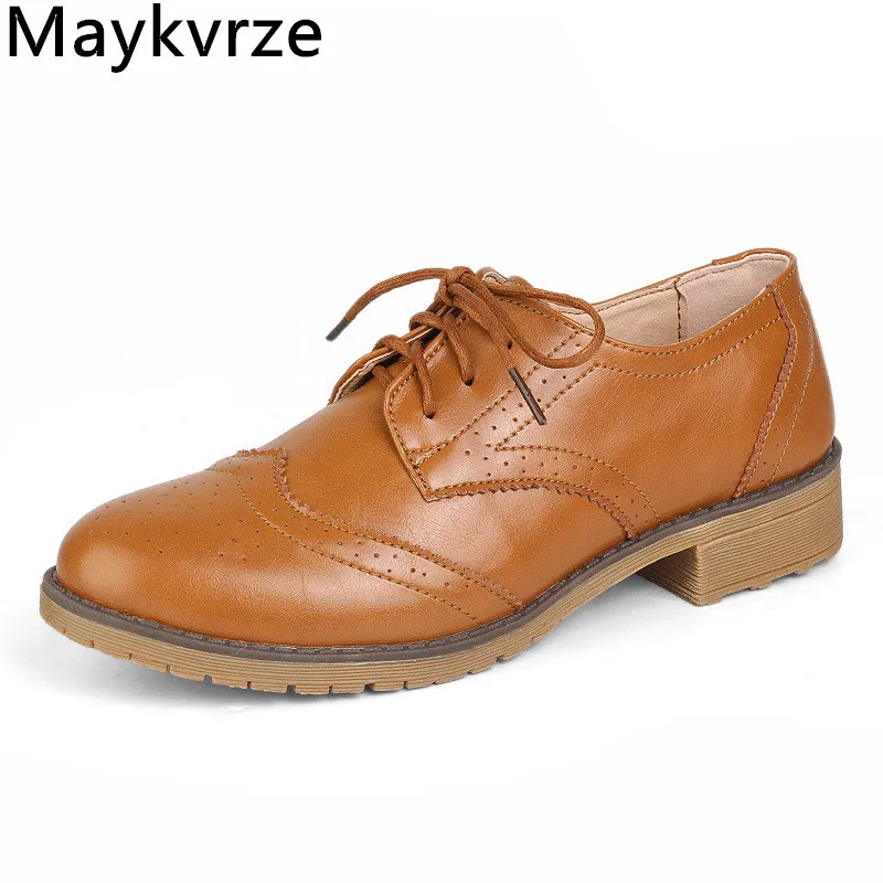 

women shoes Leather Fashion Comfortable Non-slip Lace-Up flats women's casual shoes 523
