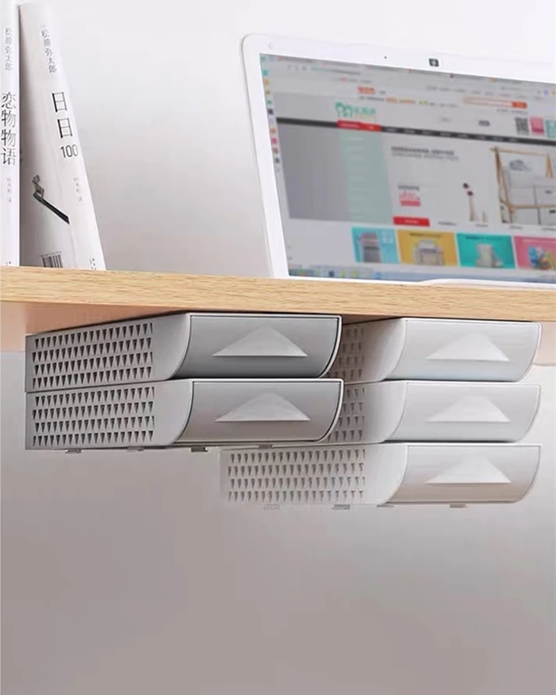 

Stackable Hidden Office Drawer Organizer Under Desk Pen Holder Home Office Stationery Box Space Save