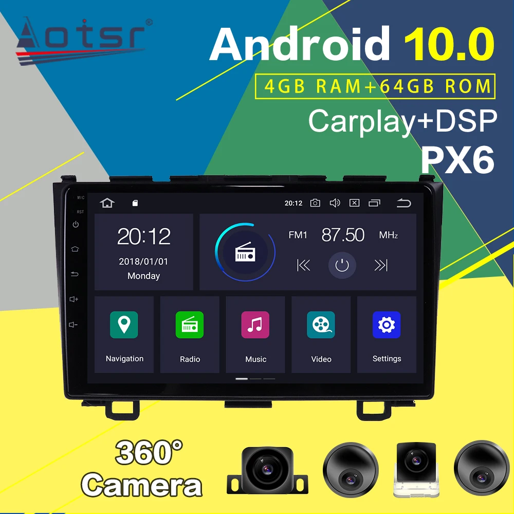 Автомобильный DVD плеер для Honda CRV 2006 2012 GPS навигация Android мультимедийный 64G PX6