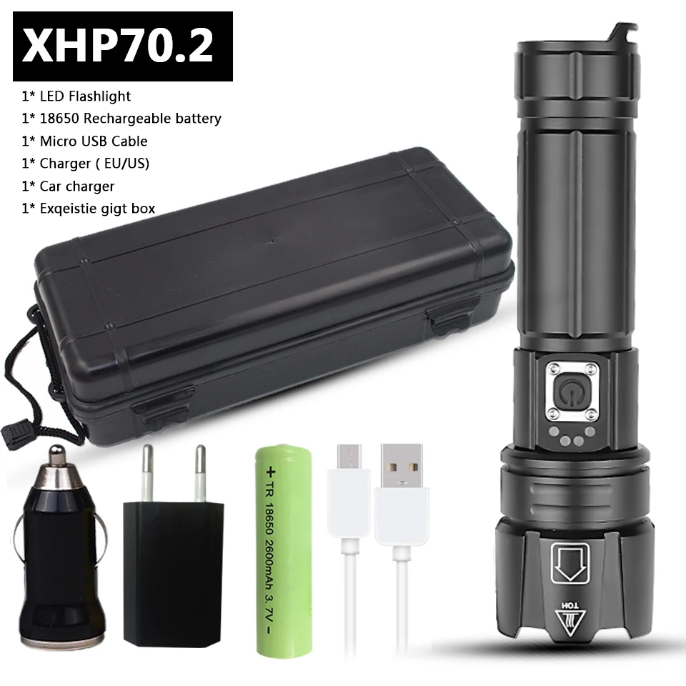 Xhp70.2 мощный яркий светодиодный фонарик power bank функция usb зарядка растягивающийся зум 18650 или 26650 перезаряжаемый фонарь Z90+ 1476 - Испускаемый цвет: Package D