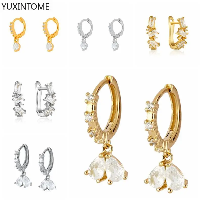 

YUXINTOME 925 Silver Ear Buckle Hoop Earrings for Women Gorgeous CZ Plata EarRing birthday present Honey Bee Pendientes Hoop 3