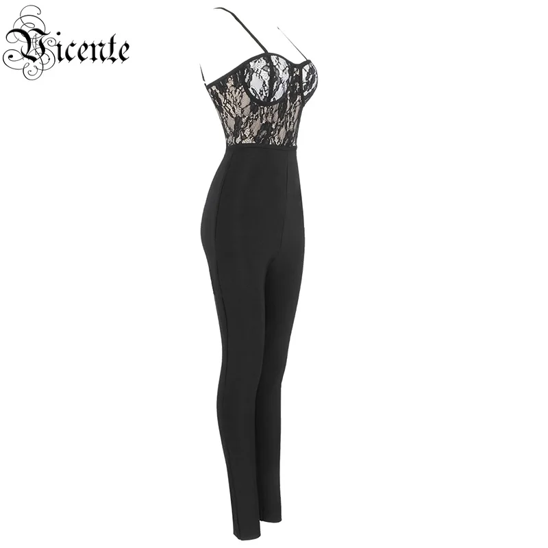 Женский кружевной комбинезон вечерние комбинезоны на тонких лямках в стиле