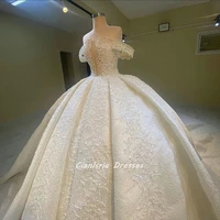real image scalloped off the shoulder dubai ball gown wedding dresses 3d appliques beading pearls saudi arabic bridal gowns