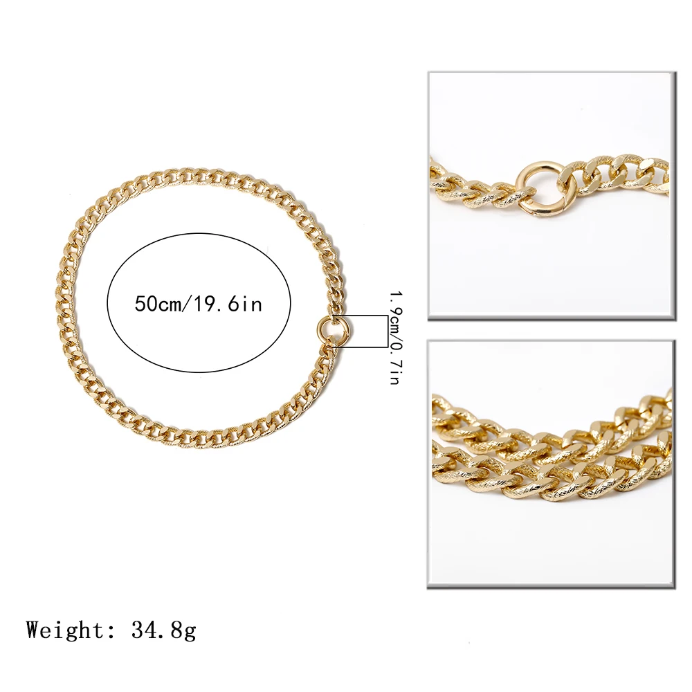 

IngeSight.Z Punk Hip Hop Miami Curb Cuban Long Necklaces Statement Chunky Heavy Metal Choker Necklaces Collar for Women Jewelry