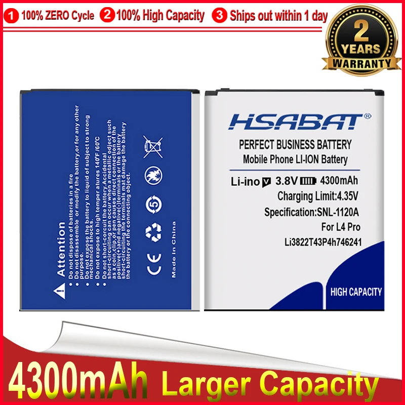 Аккумулятор HSABAT 4300mAh Li3822T43P4h746241 для ZTE Blade L4 Pro / TWM Amazing X3s|battery for|battery for ztebatteries batteries |