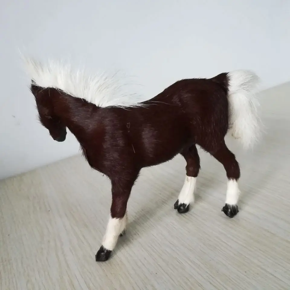 Милая реальная жизнь коричневая лошадь модель пластик и мех искусственный