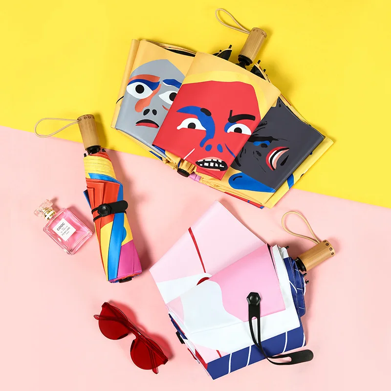 

Зонт граффити для творческих выражений, виниловый складной зонт двойного назначения с защитой от солнца, солнечного света и дождя, с УФ-защи...