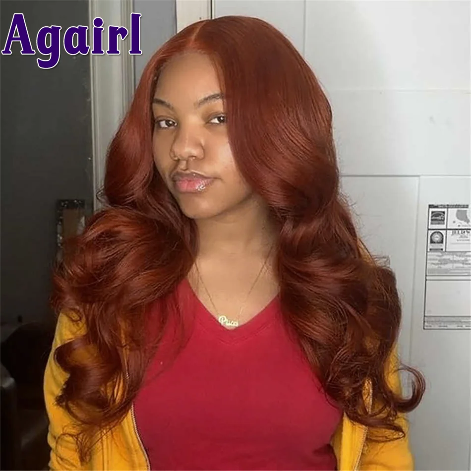 Body Wave 13x4 Lace Front Wig Red Brown Ginger Brown Colored Human Hair Wigs Brazilian Remy Preplucked Lace Frontal Wigs Agairl