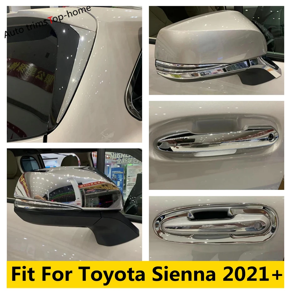 

Door Handle Bowl Rearview Mirror Strip Rear Window Wiper Decor Panel Cover Trim Accessories Exterior For Toyota Sienna 2021 2022