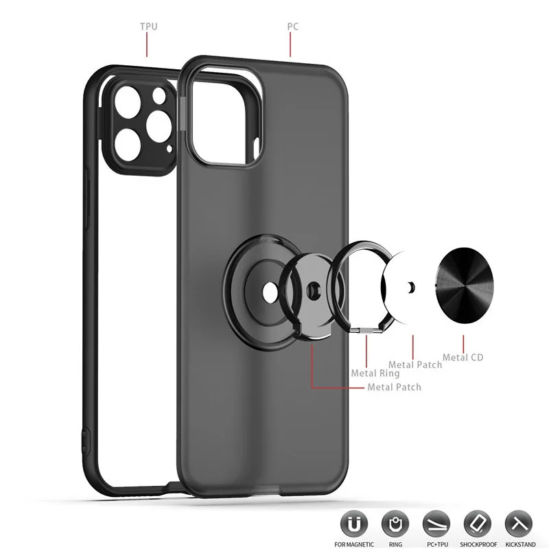 Магнитный чехол-подставка для телефона для iPhone 11 Pro Max кольцо на палец прозрачная броня для iPhone 11 Pro 7 8 6 6S Plus XR XS Max X