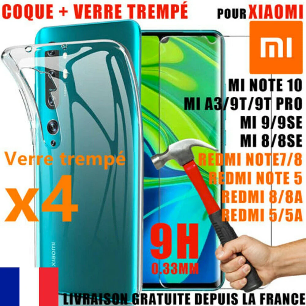 

Coque + Verre Protection For Xiaomi REDMI NOTE 6 7 8 T 9 Pr Mi 11 10 10T 9 T SE Lite