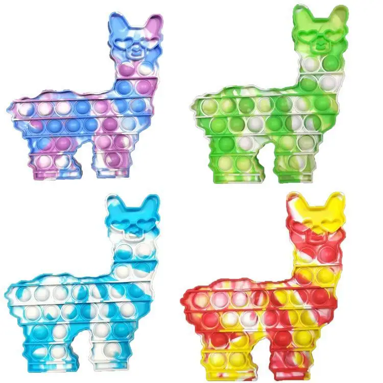 

50 шт./лот в форме альпаки, игрушки для пальцев с пузырьковой завязкой, силиконовая сдавливаемая головоломка, мультяшное животное, игра для с...