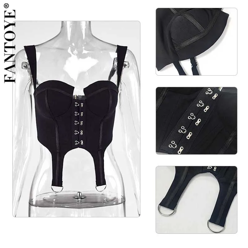 Женский укороченный топ на молнии FANTOYE без рукавов с открытой спиной Клубная