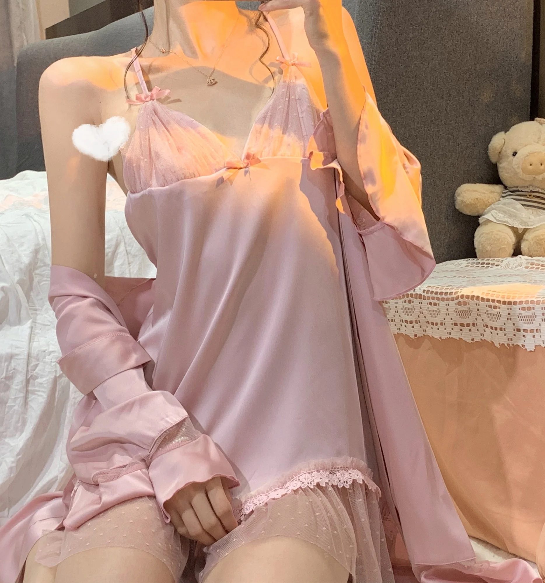 Романтическая Милая Ночная рубашка в иностранном стиле элегантная французская