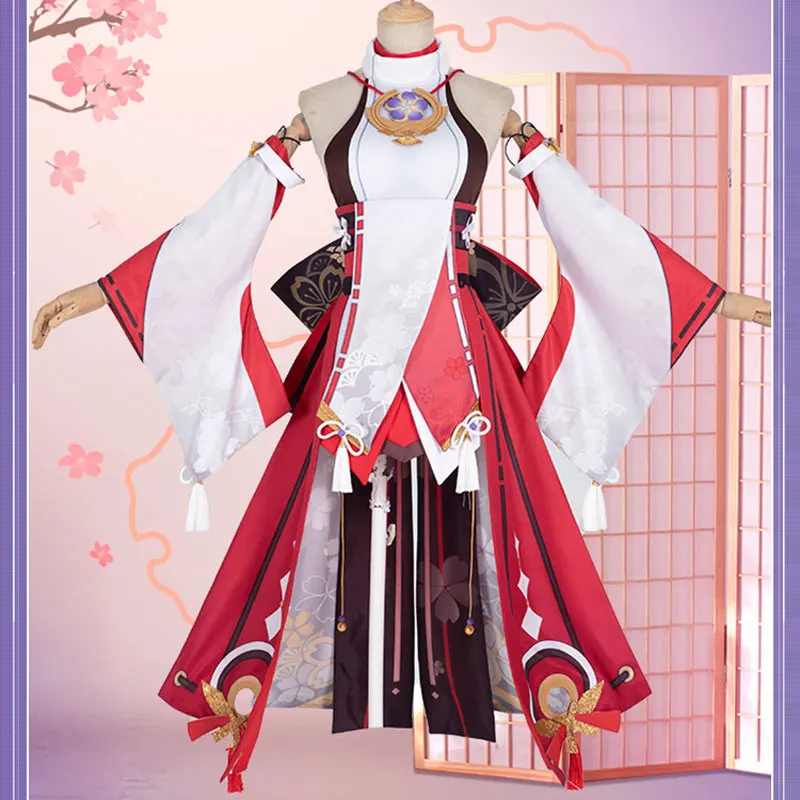 

Game Genshin Impact Yae Guuji Cosplay Costume Dress Party Outfit Uniform Women Halloween Carnival Costumes
