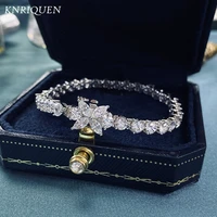 new arrival 925 sterling silver four leaf clover high carbon strand diamonds simulate moissanite bracelets fine jewelry 15 17cm
