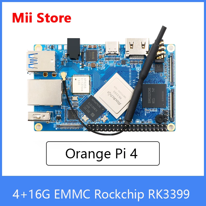 

Orange Pi 4 Single Board Computer 4GB DDR4+16G EMMC Rockchip RK3399 Dual-coreCortex-A72+Quad-core Cortex-A53 Development Board