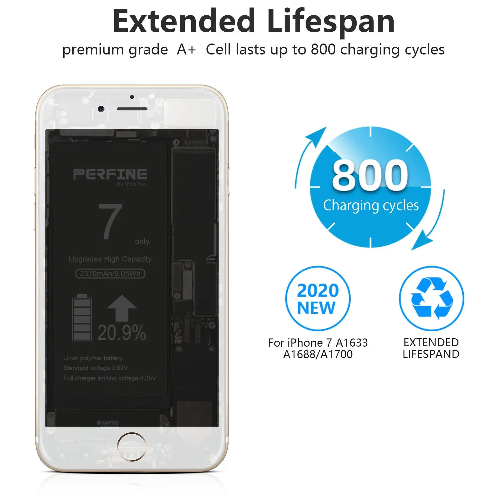 2370mah i7 battery for iphone 7 a1660 a1778 a1779 new built in battery phone replace tool usb lighting cable case free global shipping