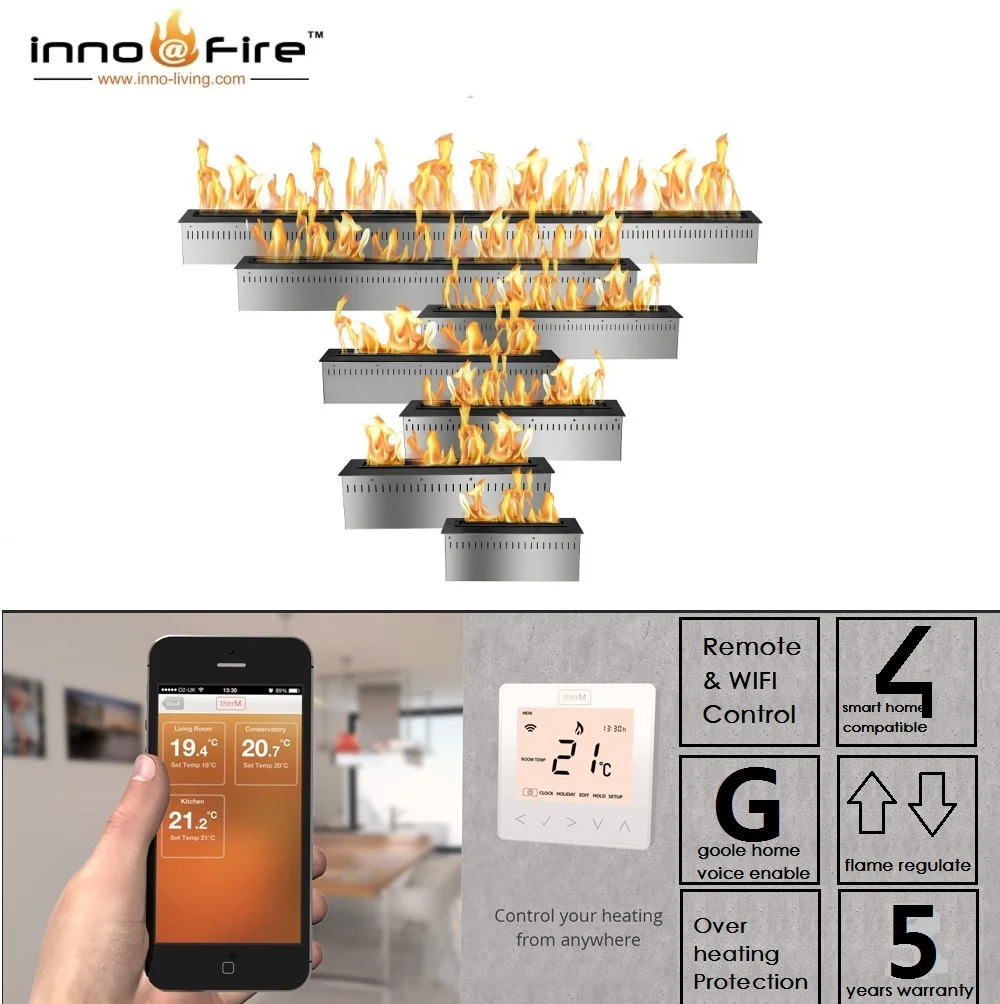 Интеллектуальный электрический камин Inno-Fire 36 дюймов серебристый или черный с