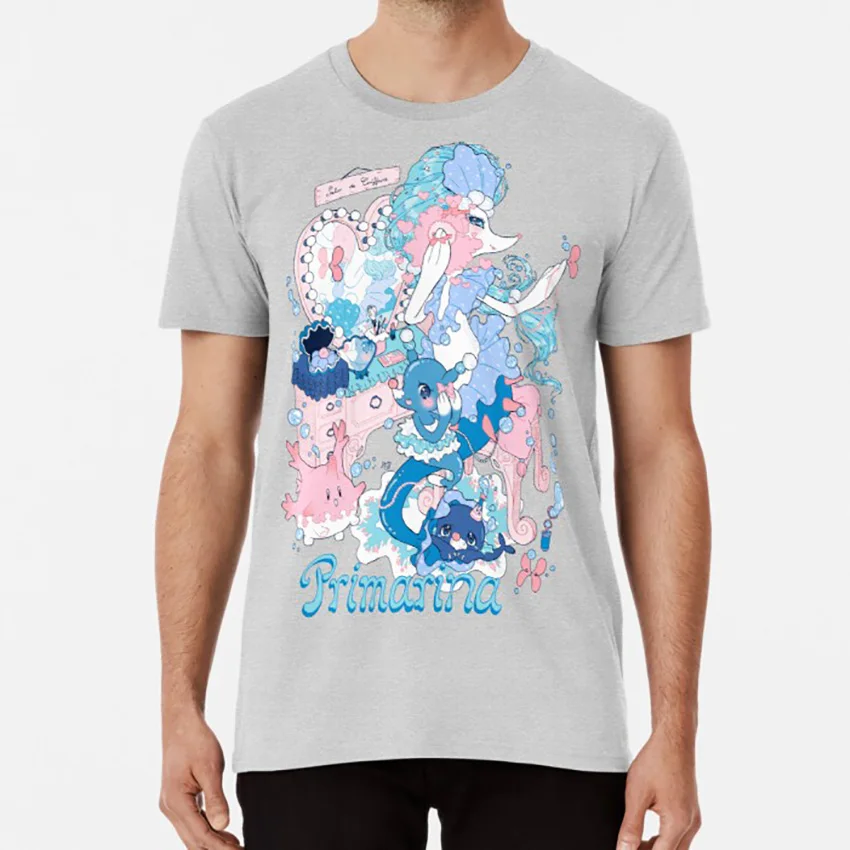 Семья стартера: футболка примарина Солнце Луна Brionne Clamperl Corsola Luvdisc Popplio Beauty|Мужские
