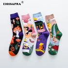 ОсеньЗима пришло счастливые носки унисекс забавное искусство в бритишском стиле уличная одежда хип-хоп с цветами персонажи дизайнерские короткие носки подарок для мужчин