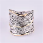 Многослойные обмоточные циркониевые кольца для мужчин и женщин, роскошные обручальные кольца и золотистые двухцветные кольца на палец с кристаллами Z4P371