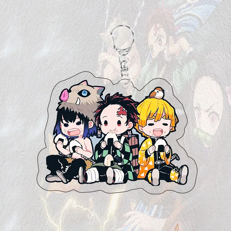 

Anime KeyChain Demon Slayer: Kimetsu No Yaiba Chibi Keyring Cartoon Acrylic Pendant Charms Accessories Gifts for Fans