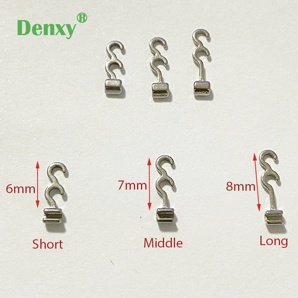 

Denxy 40pcs High Quality Orthodontic Sliding Crimpable Hook Long Curved Crimpable Hook Left/Right on Othodontic Archwires