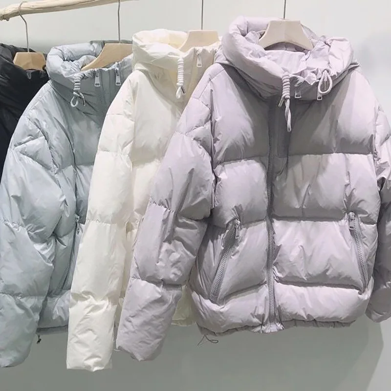 

2021 New Short Parka Winter Jacket Women 90% White Duck Down Belt Coat Thick Warm Luxury Outerwear Overcoat Streetwear Fashion