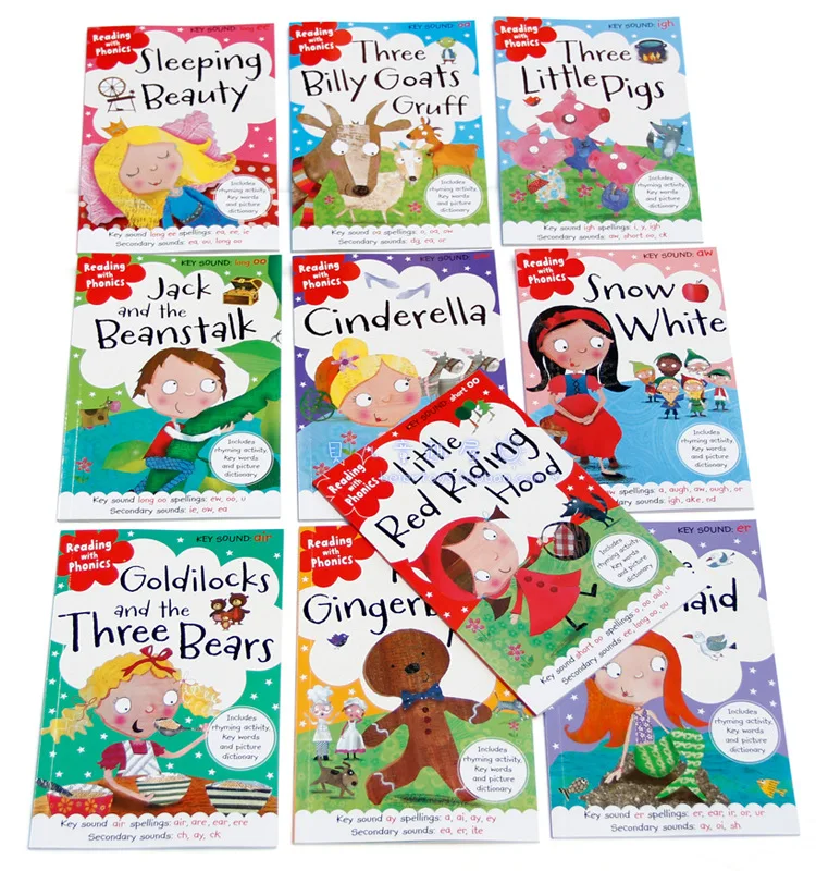 

Books 10 Pcs Set Reading With Phonics Fairy Tale English Picture Little Red Riding Hood Early Education Libros Livros Livre Art