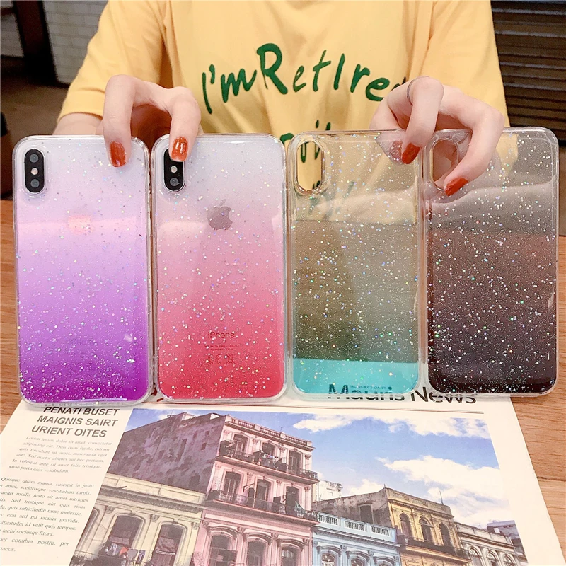 Роскошный блестящий чехол для телефона iPhone 7 8 6 6S Plus X XS Max XR 11 Pro Блестящий Мягкий