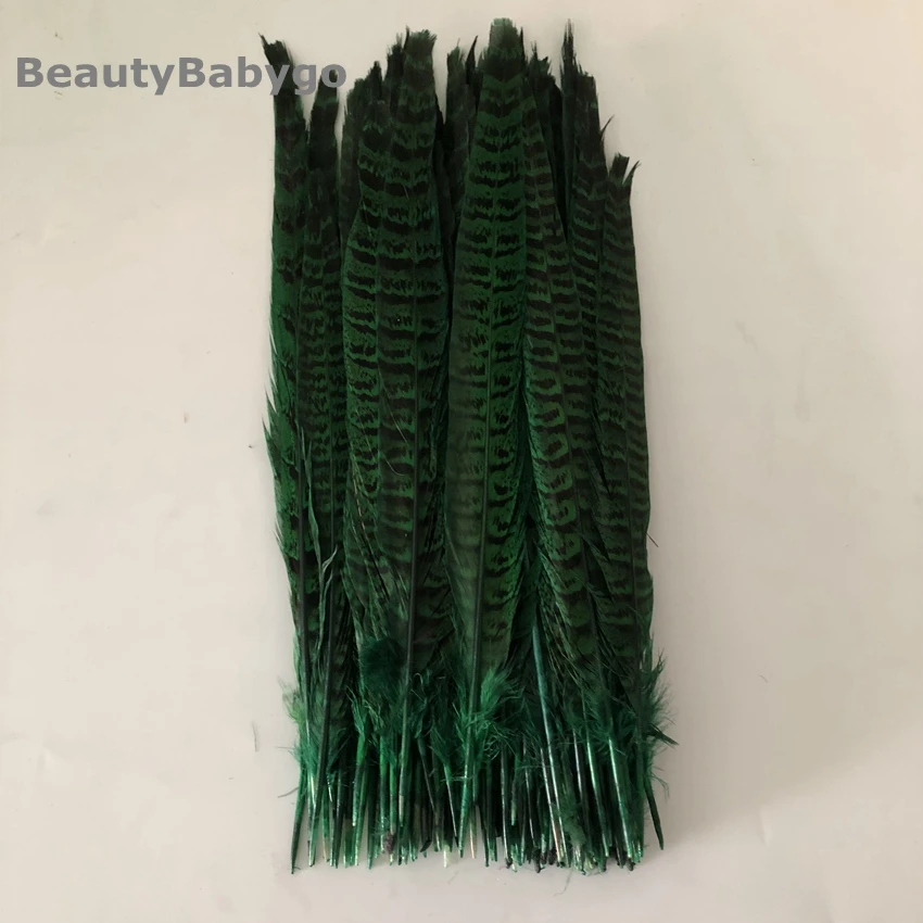 direct green 100 штук, черные перья фазана с кольцом, 25-30 см, 10-12 дюймов, длинные натуральные Куриные перья, шлейфы, карнавал, рождественские украшения - Цвет: direct green